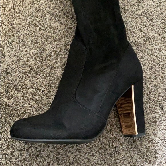 Material Girl Over the Knee Velvet Heeled Boot - Picture 2 of 6